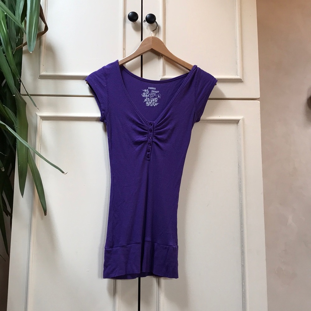 Purple T-shirt with buttons down